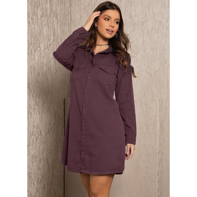 Vestido Sarja Vinho Colorido Quintess