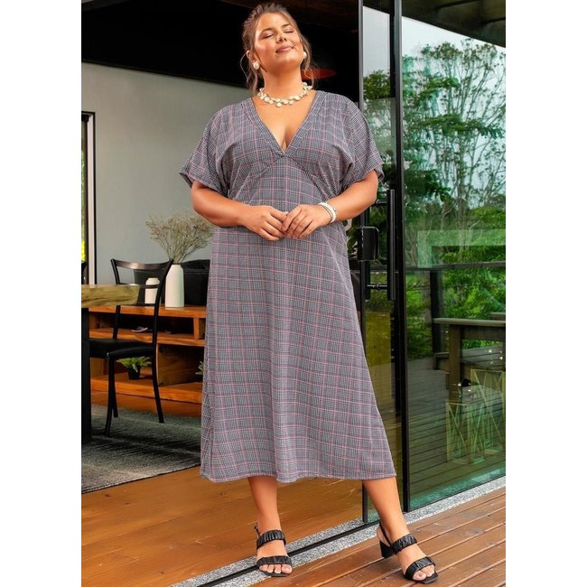 Vestido Em Malha De Poliéster. Pied Poule Marguerite