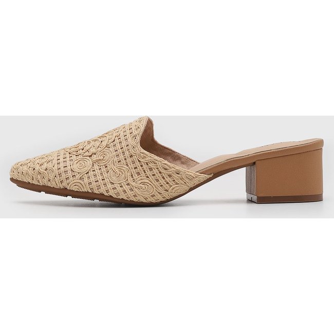 Scarpin Feminino Modare Salto Bloco Textura Tramado Bege