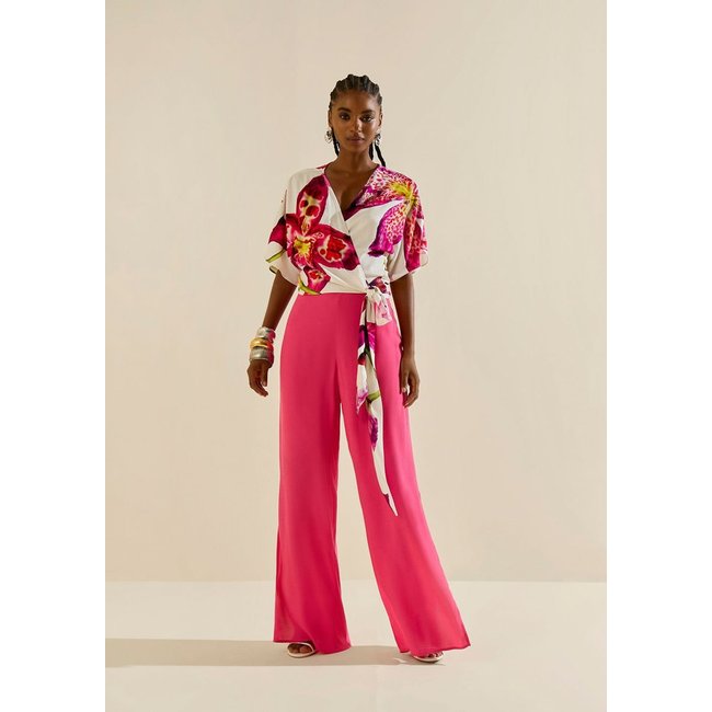 Calça Morena Rosa Pantalona Alta Rosa