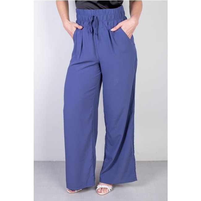 Calça Enluaze Feminina Pantalona Com Elástico 51129 - Azul
