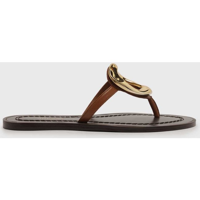 Rasteira Arezzo Detalhe Dourado Marrom