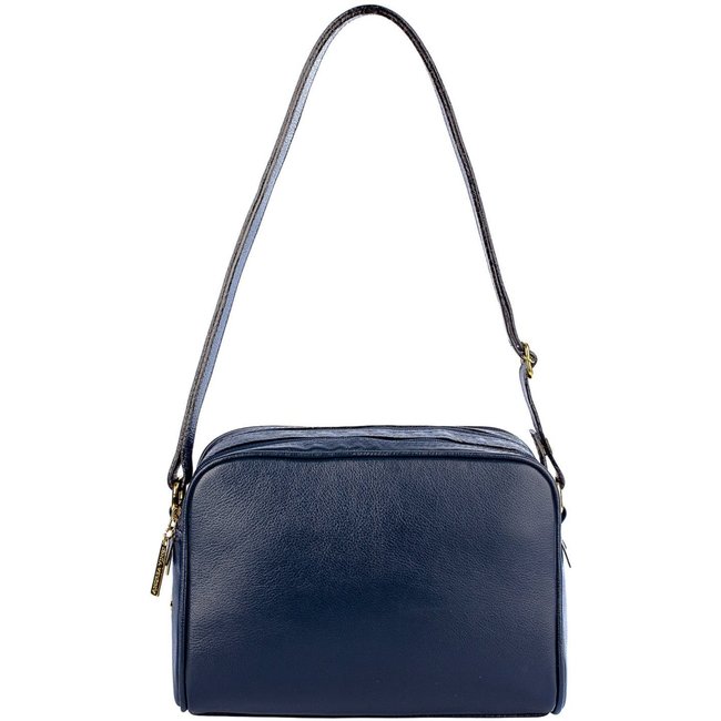 Bolsa quadrada de couro liso Daiana - Azul