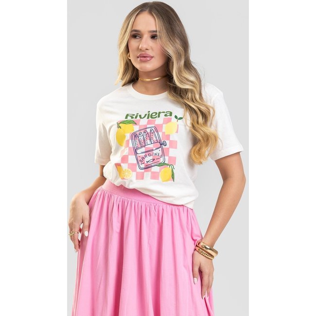Camiseta Feminina Cianitas Off Estampa Riviera