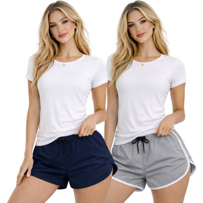 Kit 2 Short Tactel Moda Praia Feminino Shortinho Liso Bermuda