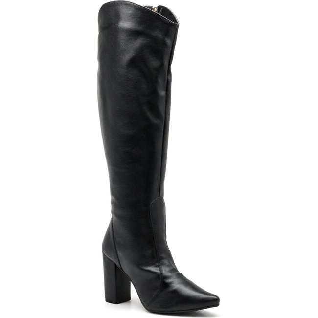 Bota Feminina Country Cano Alto Salto Grosso Bico Fino Sete Sales 1818 Floter Preto
