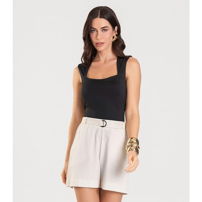 Shorts Feminino Com Cinto Dianna Bege