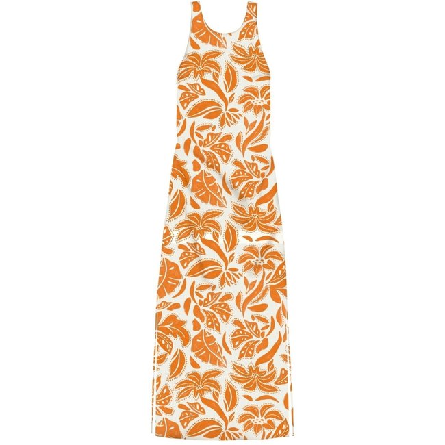 Vestido Longo Estampado Com Alças Cruzadas Nas Costas