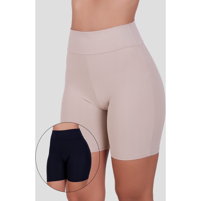 Kit 2 Short Anágua MdMix Modeladora Cintura Alta Segunda Pele Feminino Térmica Preto