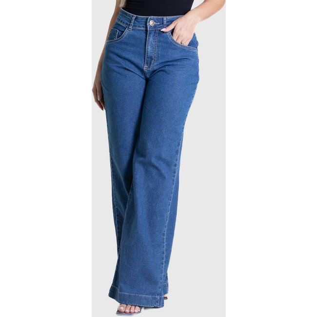 Calça Feminina Sawary Wide Leg Azul Marinho