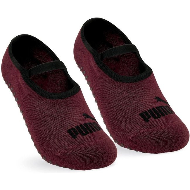 Meia Puma Antiderrapante Pilates Feminina Bordô e Preta