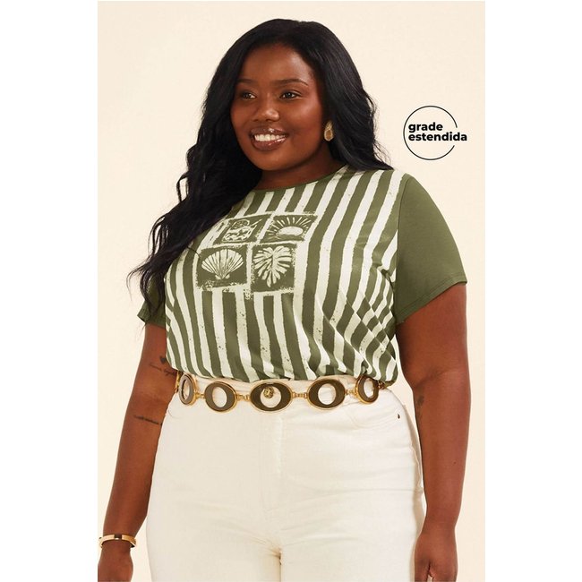 Blusa Feminina Regular Estampada Marialícia Verde