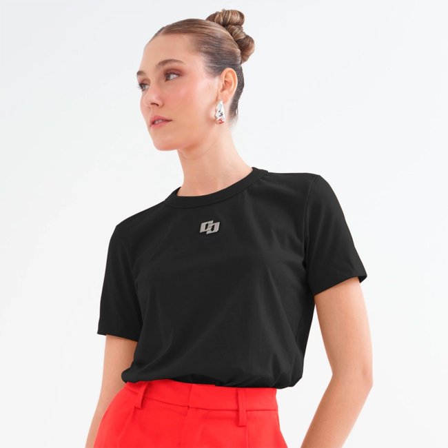 Camiseta Colcci Iconic Metal Pr26 Preto Feminino