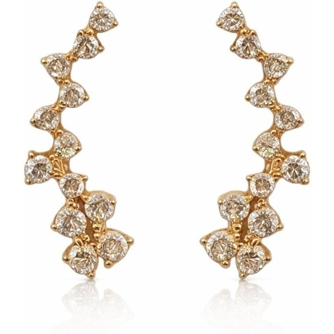Brinco Ear Cuff de Zirconias Banhado a Ouro 18k