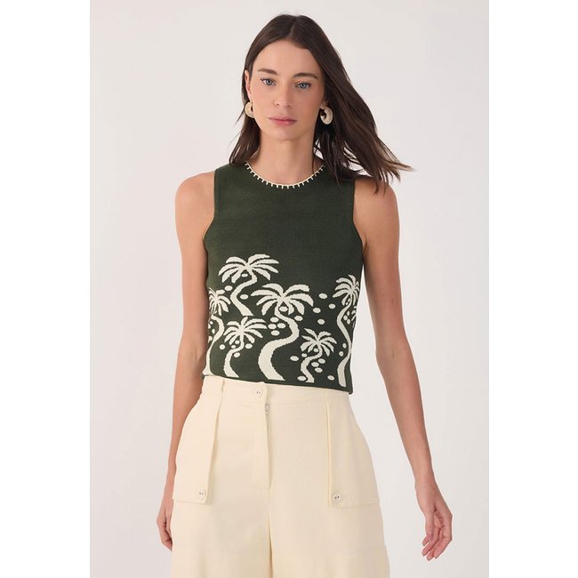 Regata Cropped Tricot Dress To Ajustada Estampada Verde