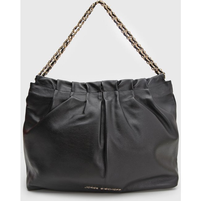 Bolsa Feminina Jorge Bischoff Grande Alça Corrente Preta