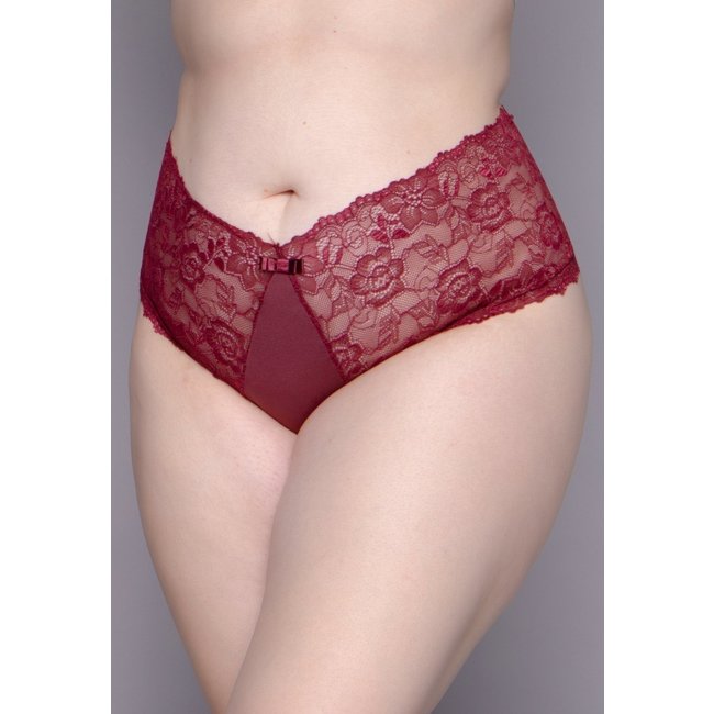 Calcinha Plus Size Com Renda Atraente Cintura Alta Bella Fiore Modas Vinho