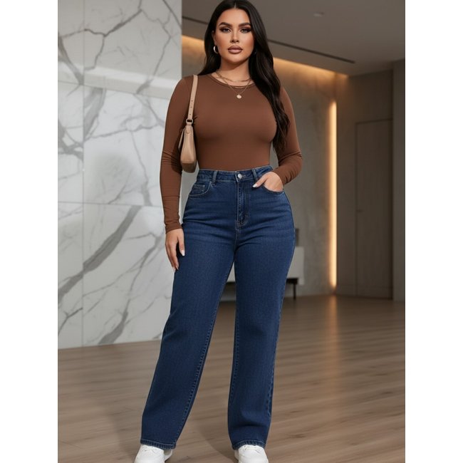 Calça Jeans Feminina Tex Jeans Flare Casual e Delicada Para Seu Dia Azul Escura
