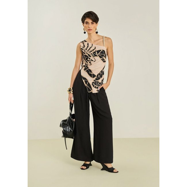 Calça Maria Valentina Pantalona Alta Preto