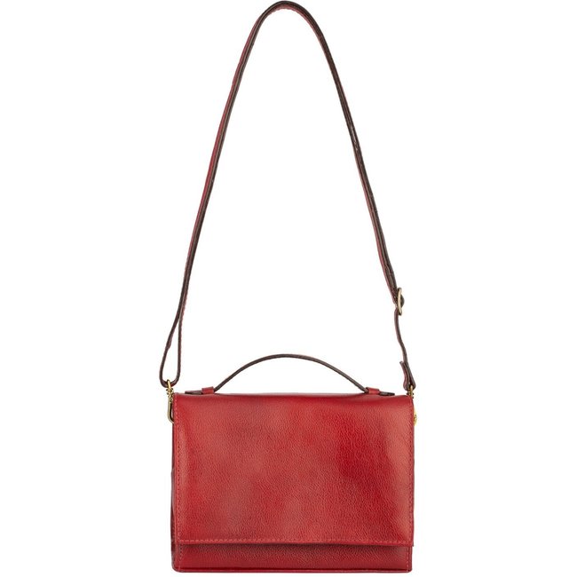 Bolsa pequena transversal de couro liso Deise - Vermelho