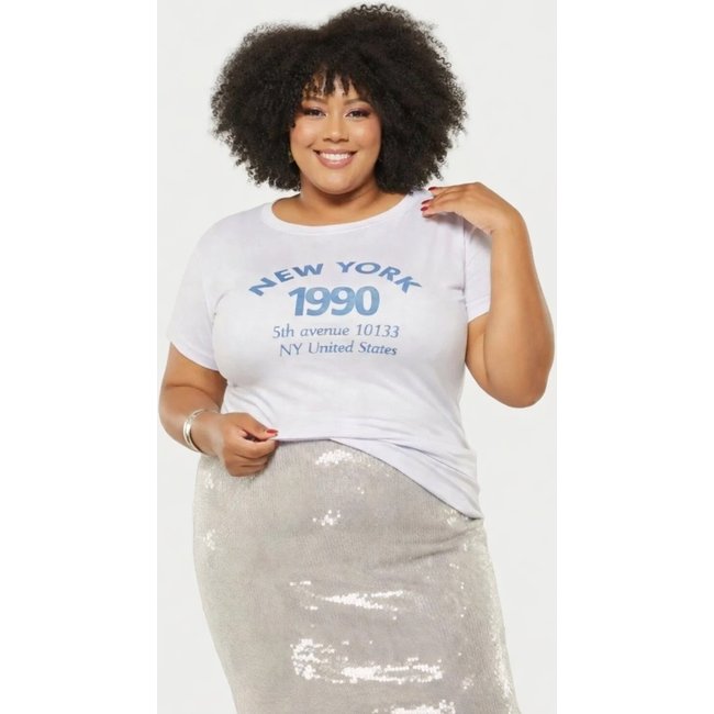 T-shirt Plus Size D Bell Outlet Fashion New York Branco