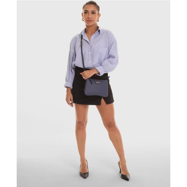 Bolsa Transversal de Couro Mariart 199MRT Marinho