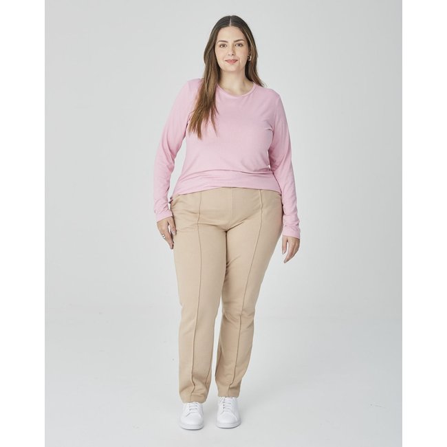 Blusa Básica Feminina Plus Size Manga Longa Em Viscose Botonê Stretch