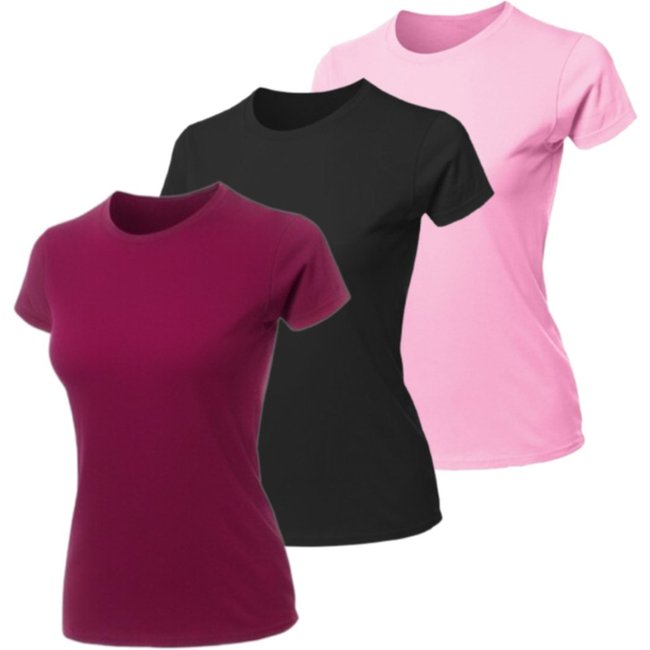 Kit 3 Camisetas T-Shirts Femininas Algodão Básicas Lisas
