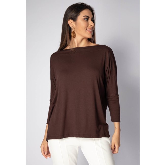 Blusa Canoa Amazonia Vital Manga 3/4 Marrom