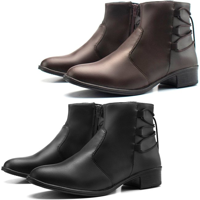 Kit 2 Bota Épico Cano Curto Salto Baixo Com Zíper Preto