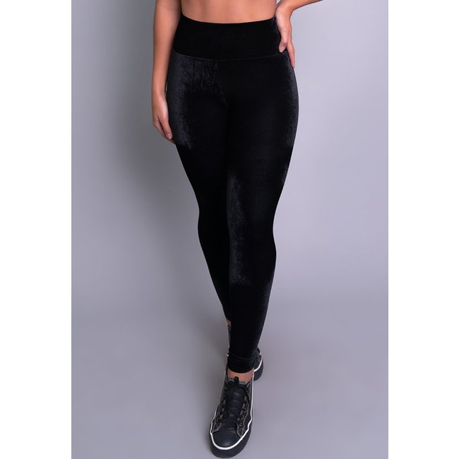 Calça Legging MVB Modas Veludo Molhado Preta