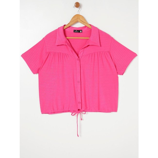 Camisa Manga Curta Autentique Plus Size Feminina Rosa