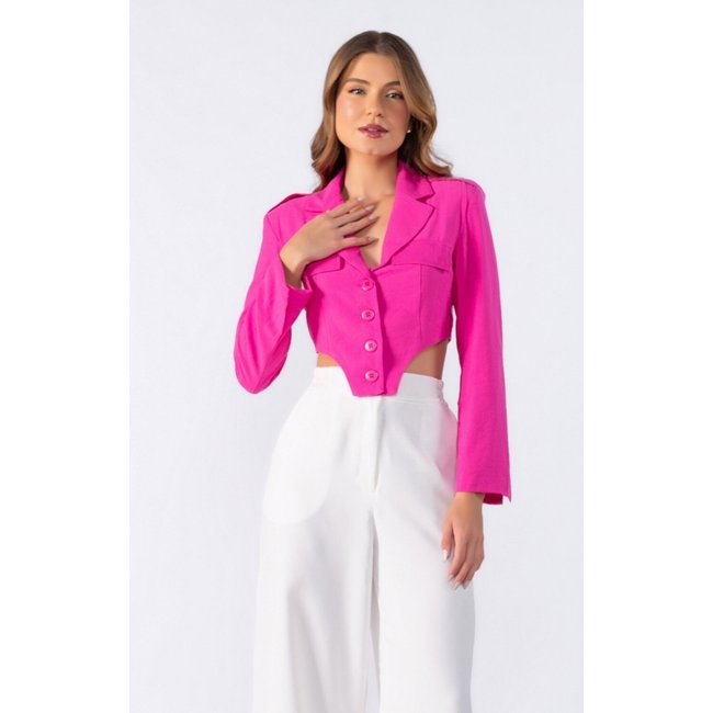 Blazer curto forrado Rosa
