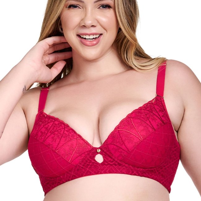 Sutiã Bojo Plus Size Em Renda Bordada e Tule Nayane .