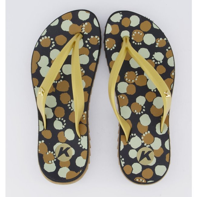 Chinelo Kenner Ibiza Polka Feminino Preto e Dourado