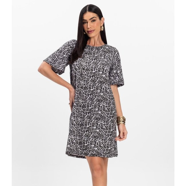 Vestido Curto Estampado Feminino Rovitex Preto