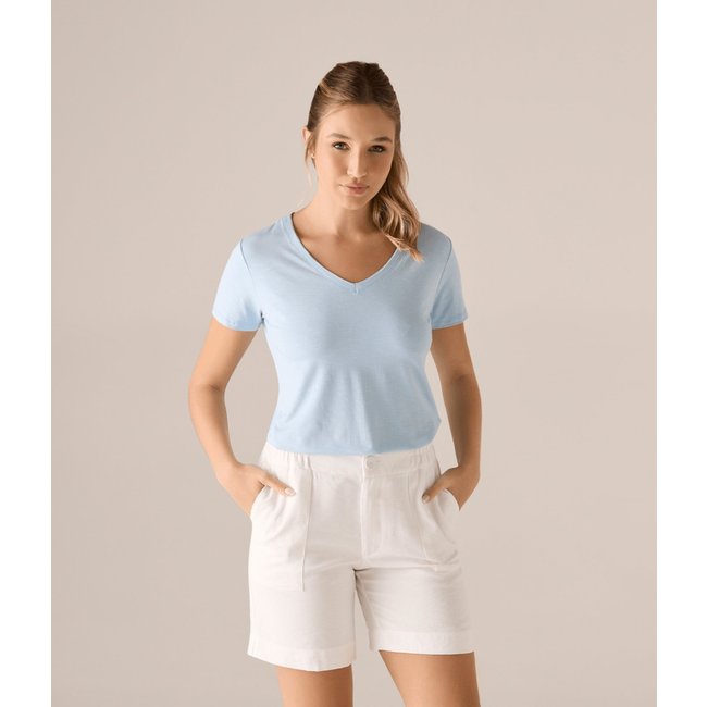 Blusa Makenji Visco Flame Decote V Feminina Azul Claro