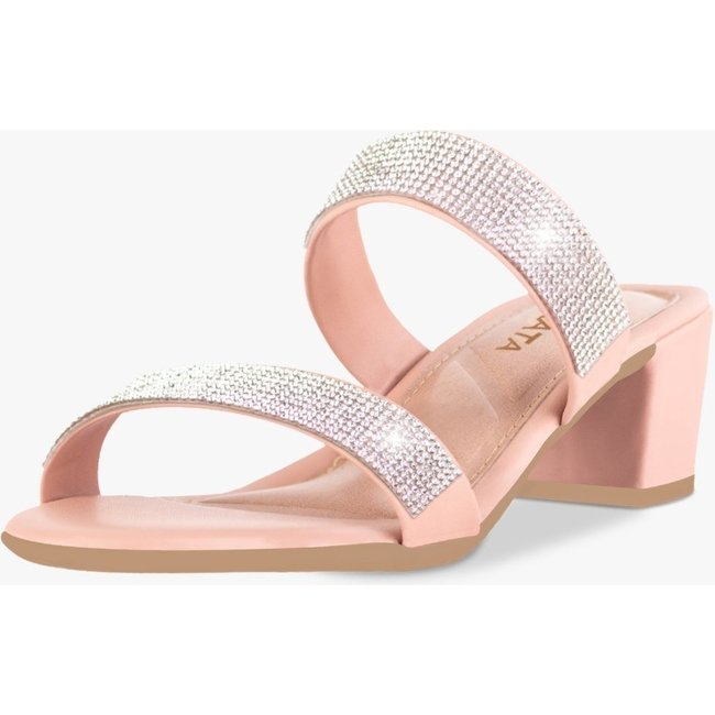 Tamanco Feminino Takata Salto Bloco Baixo Brilho Strass Nude