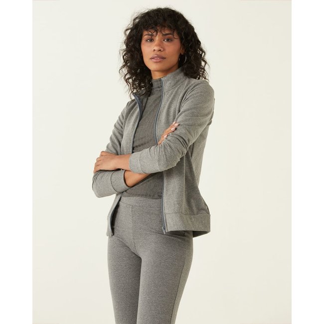 Jaqueta Básica Feminina Gola Alta Moletom Stretch Flanelado