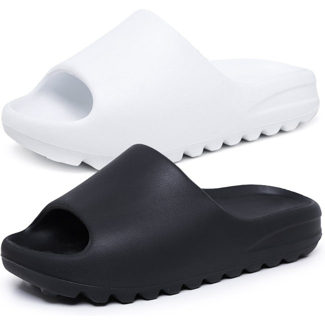 Kit 2 Chinelo Nuvem Feminino Slide Ousy Shoes Macio Leve Confortável Dia a Dia Verão Combo Branco Preto