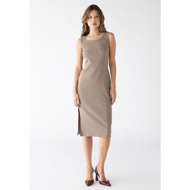 Vestido Midi Levosch De Alça E Fenda Ribana Nude