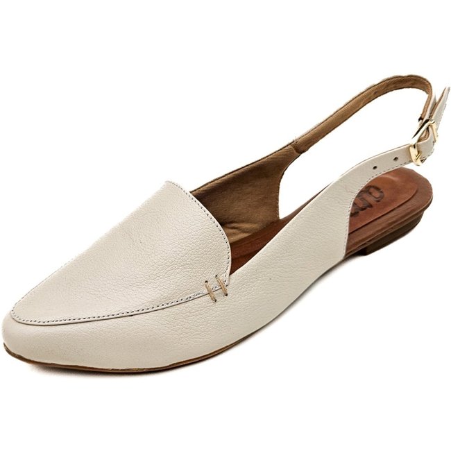 Sapatilha Slingback Amo Calçados em Couro Off White