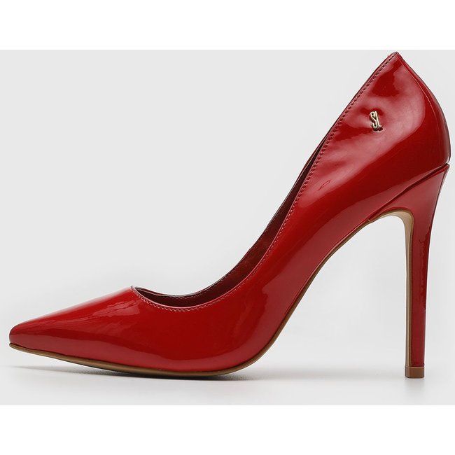 Scarpin Feminino Santa Lolla Bico Fino Verniz Vermelha