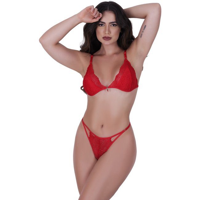 Conjunto de Renda Pimenta Concept Lingerie Vermelho