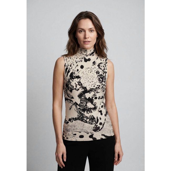 Blusa Feminina Lança Perfume Estampada Bege