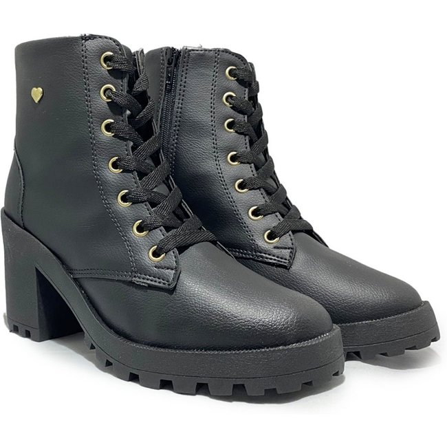 Coturno Feminino Preto Com Salto Cano Curto Confortável