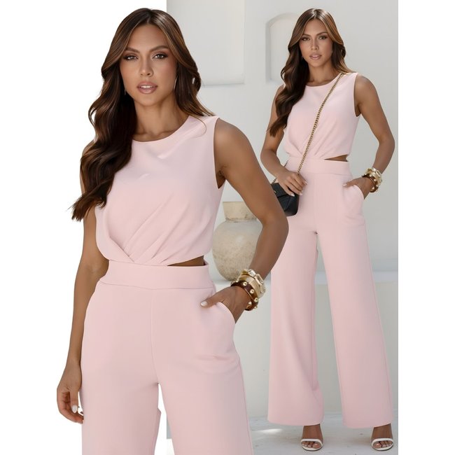Macacão Feminino Longo Divina Gata Elegant Alfaiataria - Rosa Sonata