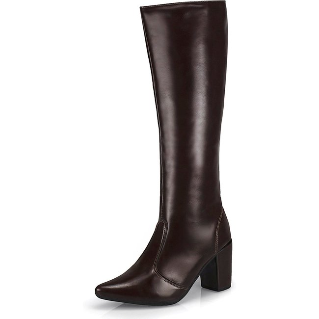 Bota Feminina Cano Alto Salto Bloco Conforto Montaria 206 Café