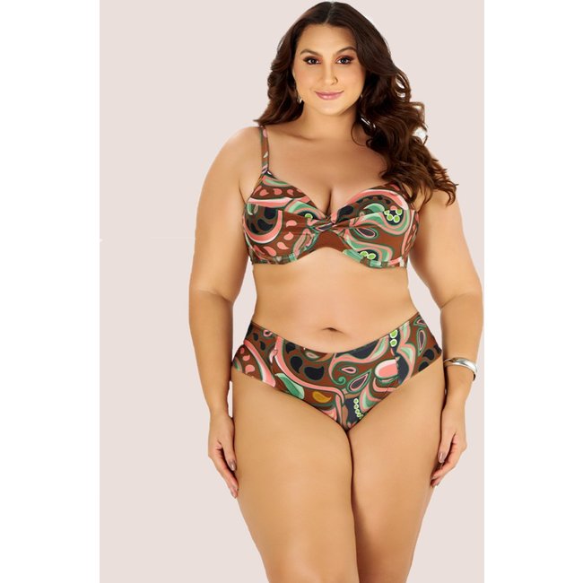 Conjunto Biquíni Banho De Mar Moda Praia Plus Size Marrom