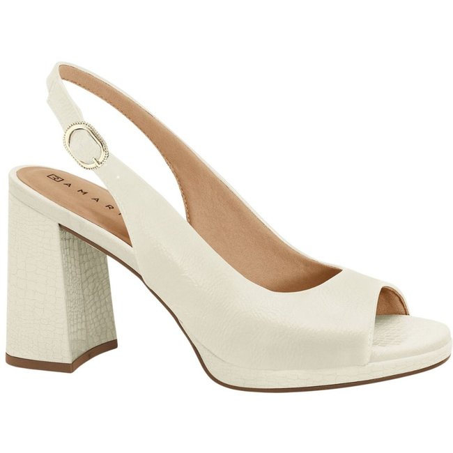 Sandália Feminina Verniz Salto Alto Sofisticado Ramarim 2646102 Creme - Creme